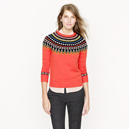 red fair isle sweater women's